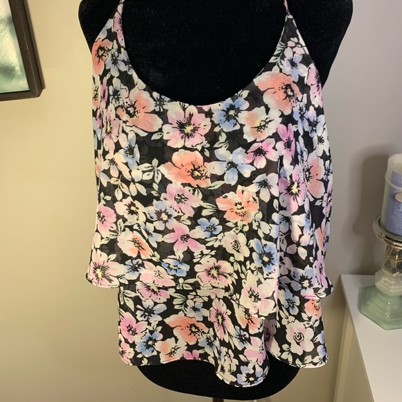 Flower Sheer Ruffled Tank - Picture 3 of 3